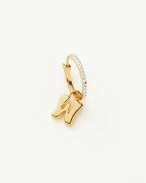 Initial Single Charm Hoop Earring - Initial W | 18k Gold Vermeil