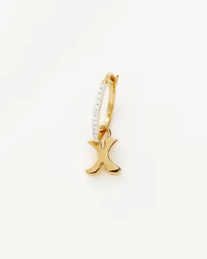 Initial Single Charm Hoop Earring - Initial X | 18k Gold Vermeil