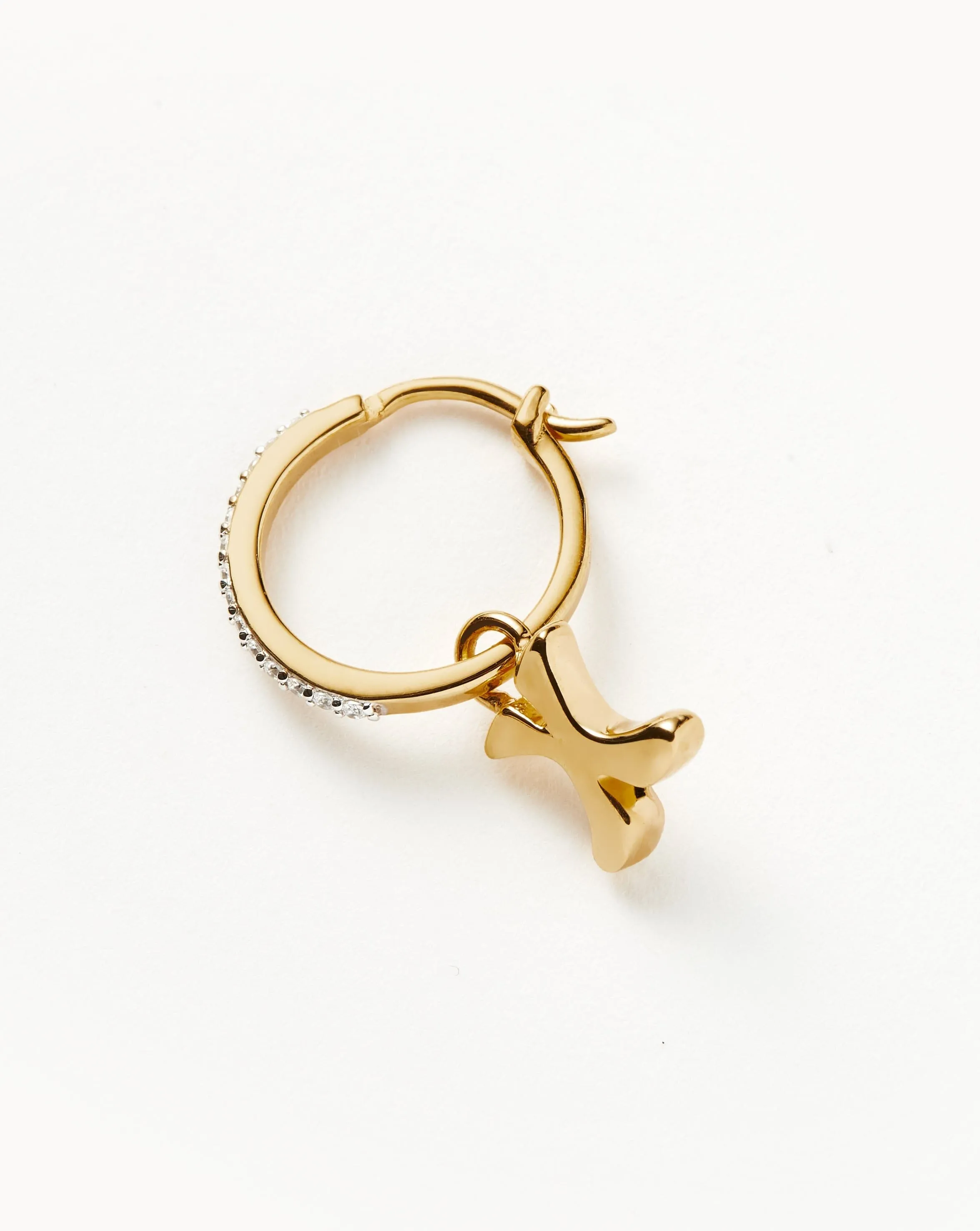 Initial Single Charm Hoop Earring - Initial X | 18k Gold Vermeil