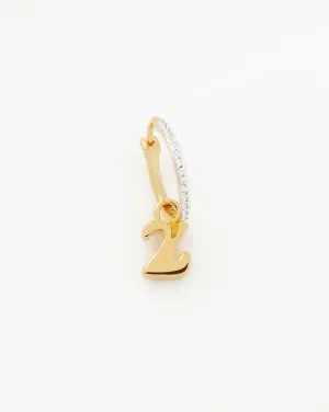 Initial Single Charm Hoop Earring - Initial Z | 18k Gold Vermeil