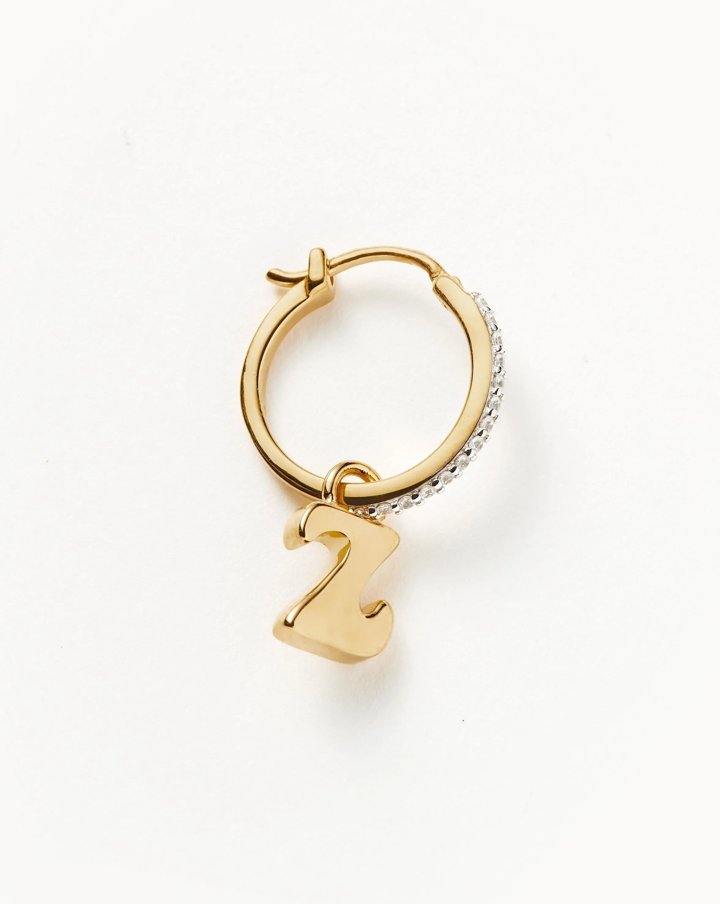 Initial Single Charm Hoop Earring - Initial Z | 18k Gold Vermeil