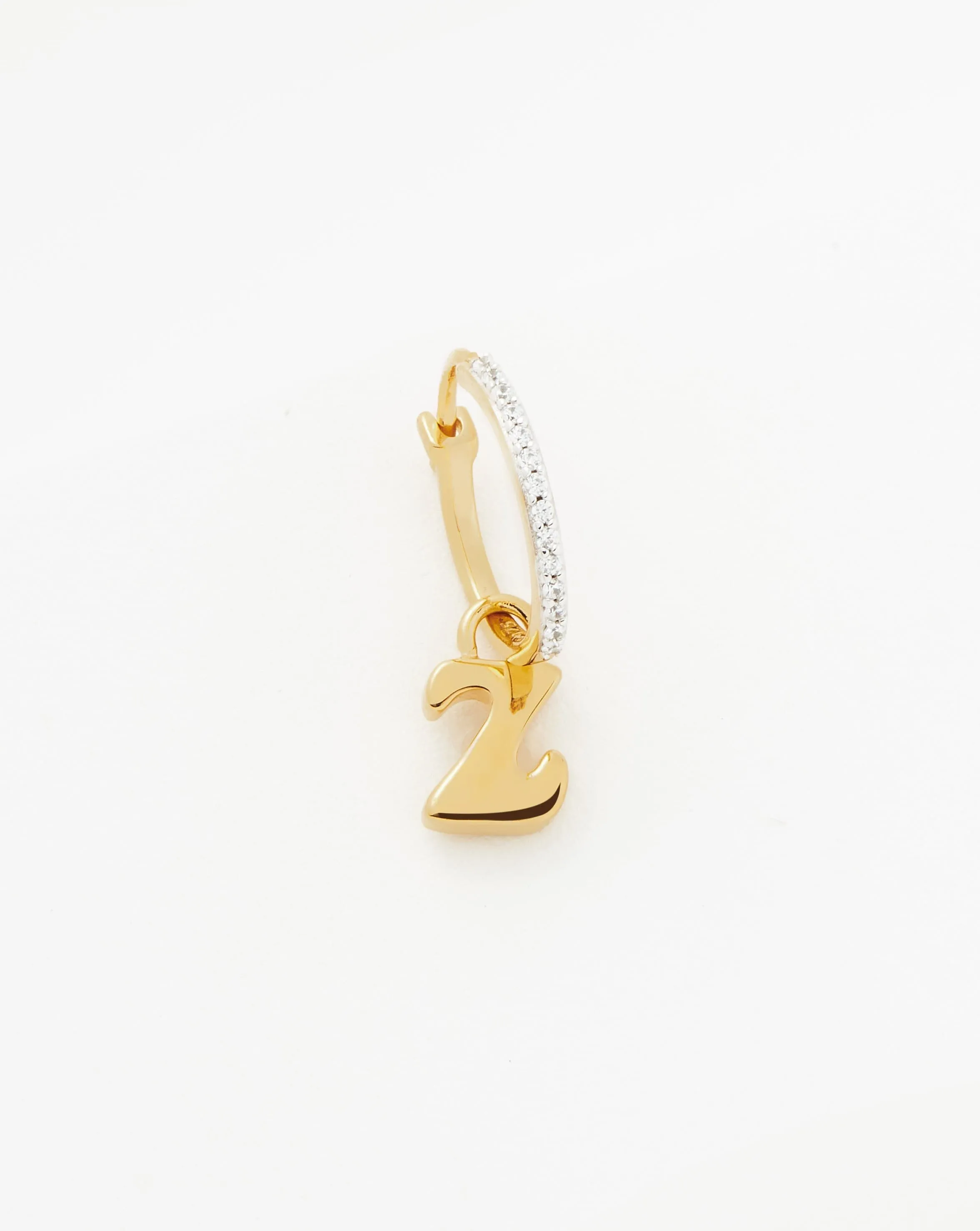 Initial Single Charm Hoop Earring - Initial Z | 18k Gold Vermeil