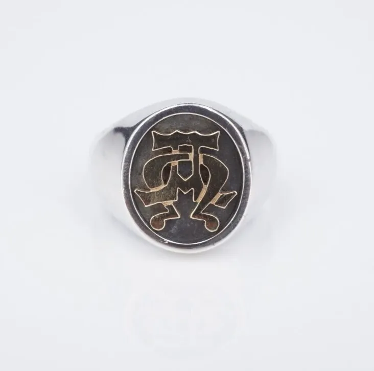 James Avery Alpha Omega Signet Ring 14k Gold Sterling Silver Size 9.5 RS3557