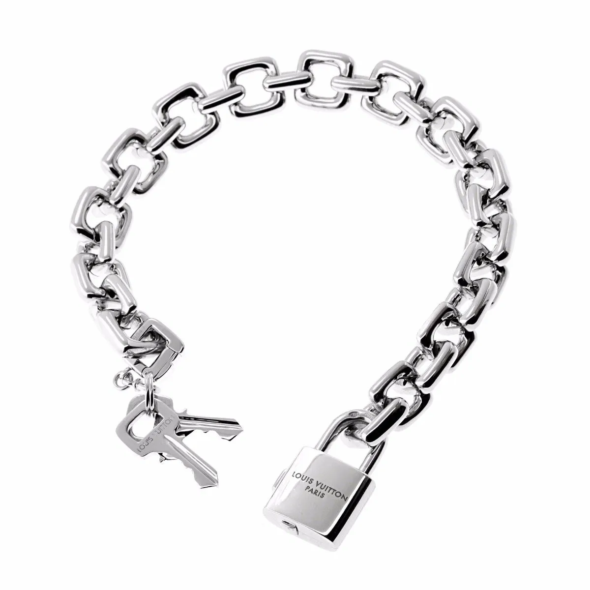Louis Vuitton Padlock Charm White Gold Bracelet