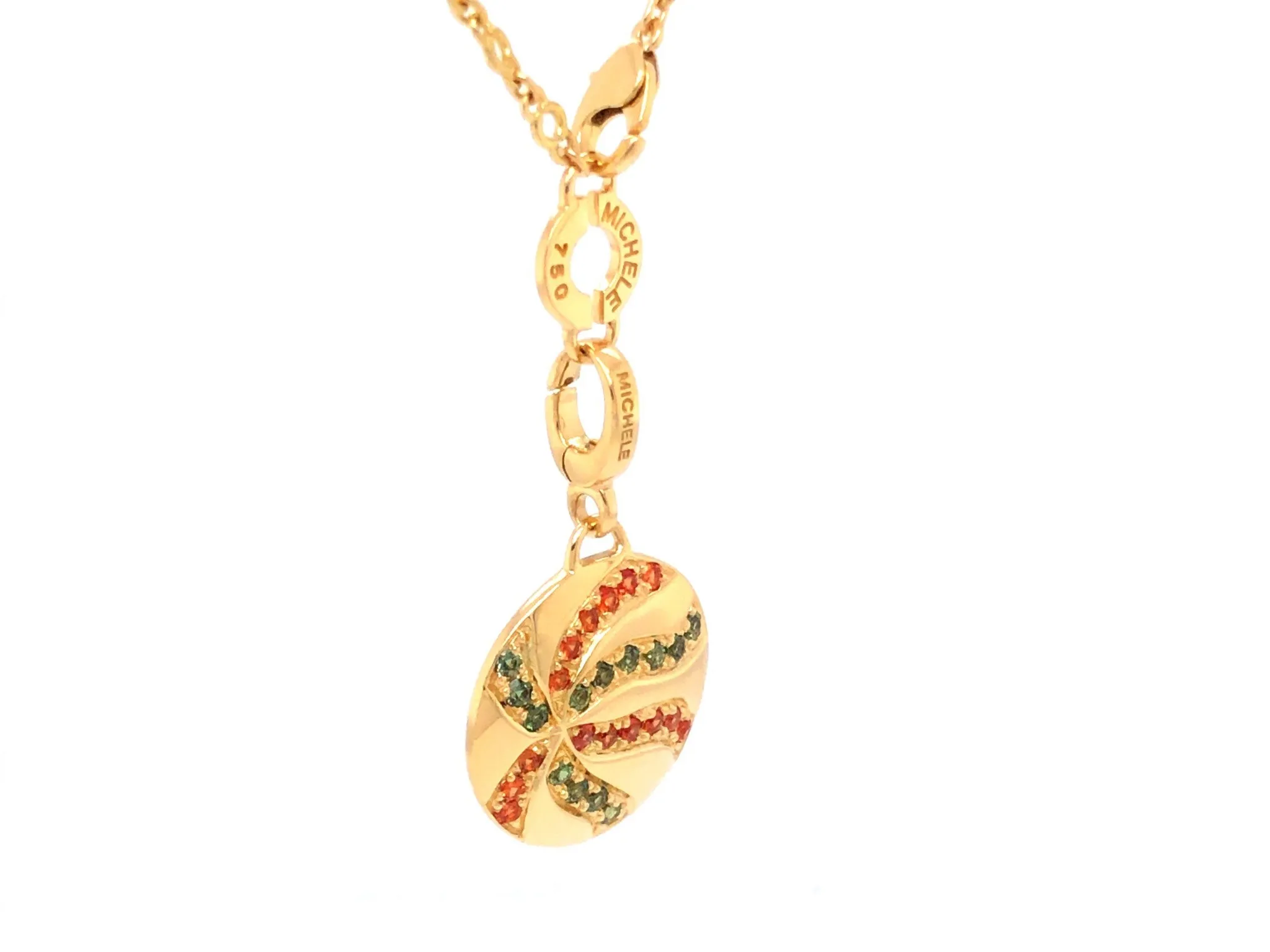 Michele Gold and Garnet Starfish Pendant with Chain- 18k Yellow Gold