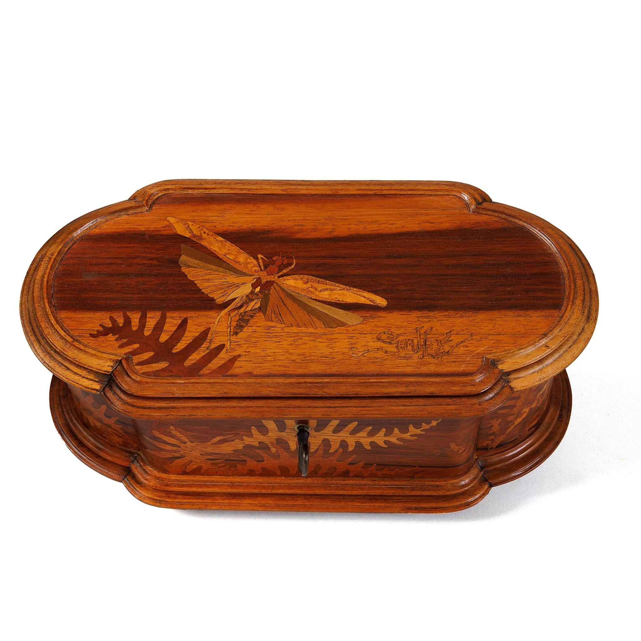 mile Gall Marquetry "Mayfly and Ferns" Coffret
