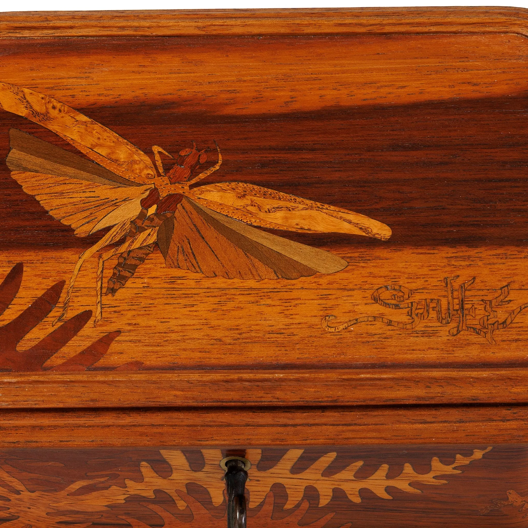 mile Gall Marquetry "Mayfly and Ferns" Coffret