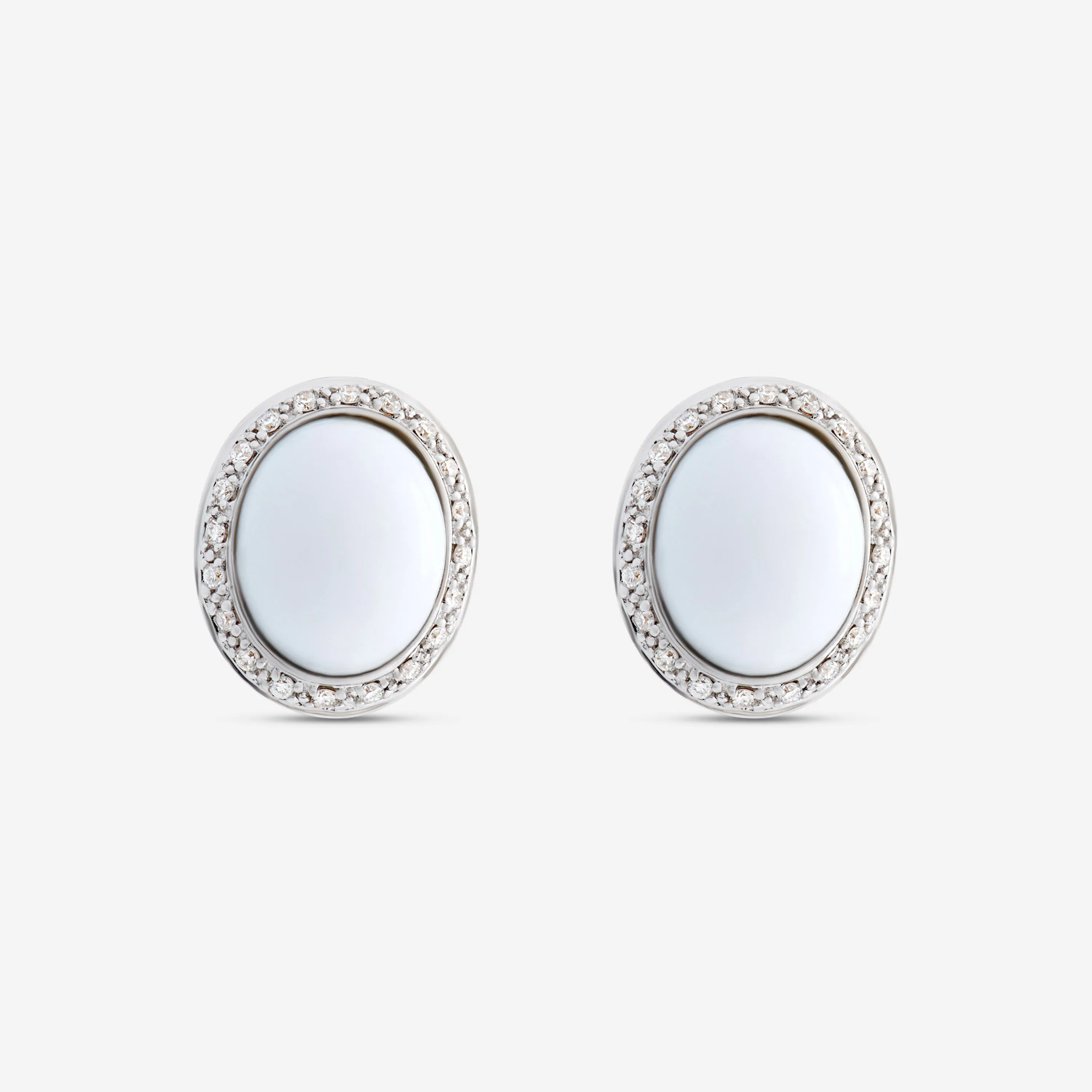Mimi Milano 18k Rose & White Gold Diamond And White Agate Earrings O318C8A1B-PS