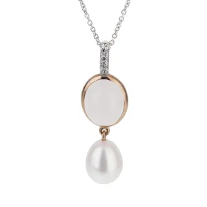 Mimi Milano Milky Quartz Pearl Diamond Necklace
