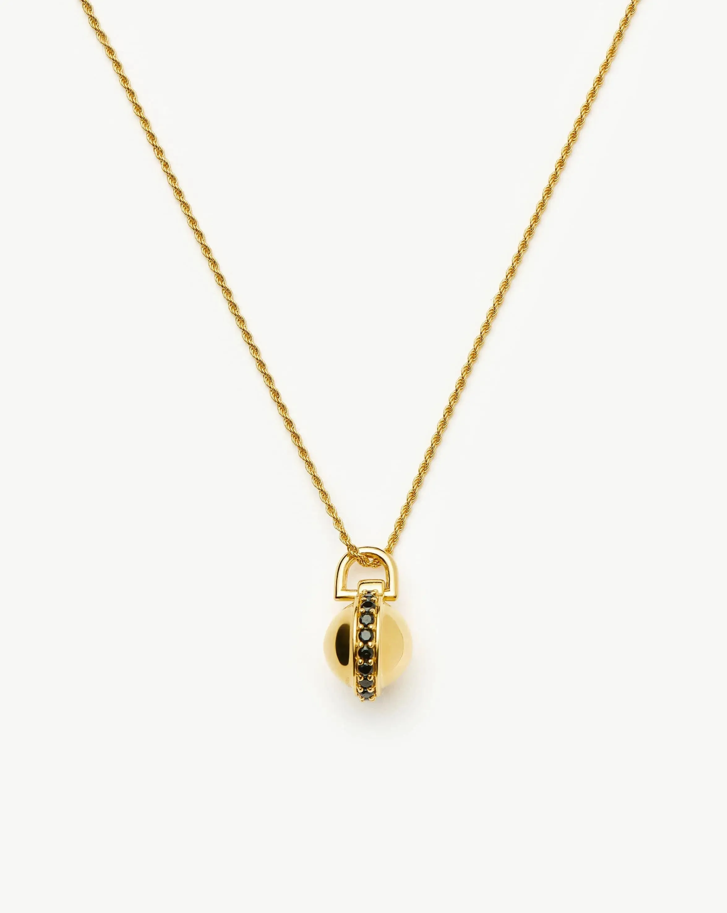 Orb Gemstone Pendant Necklace | 18k Gold Plated / Black Spinel