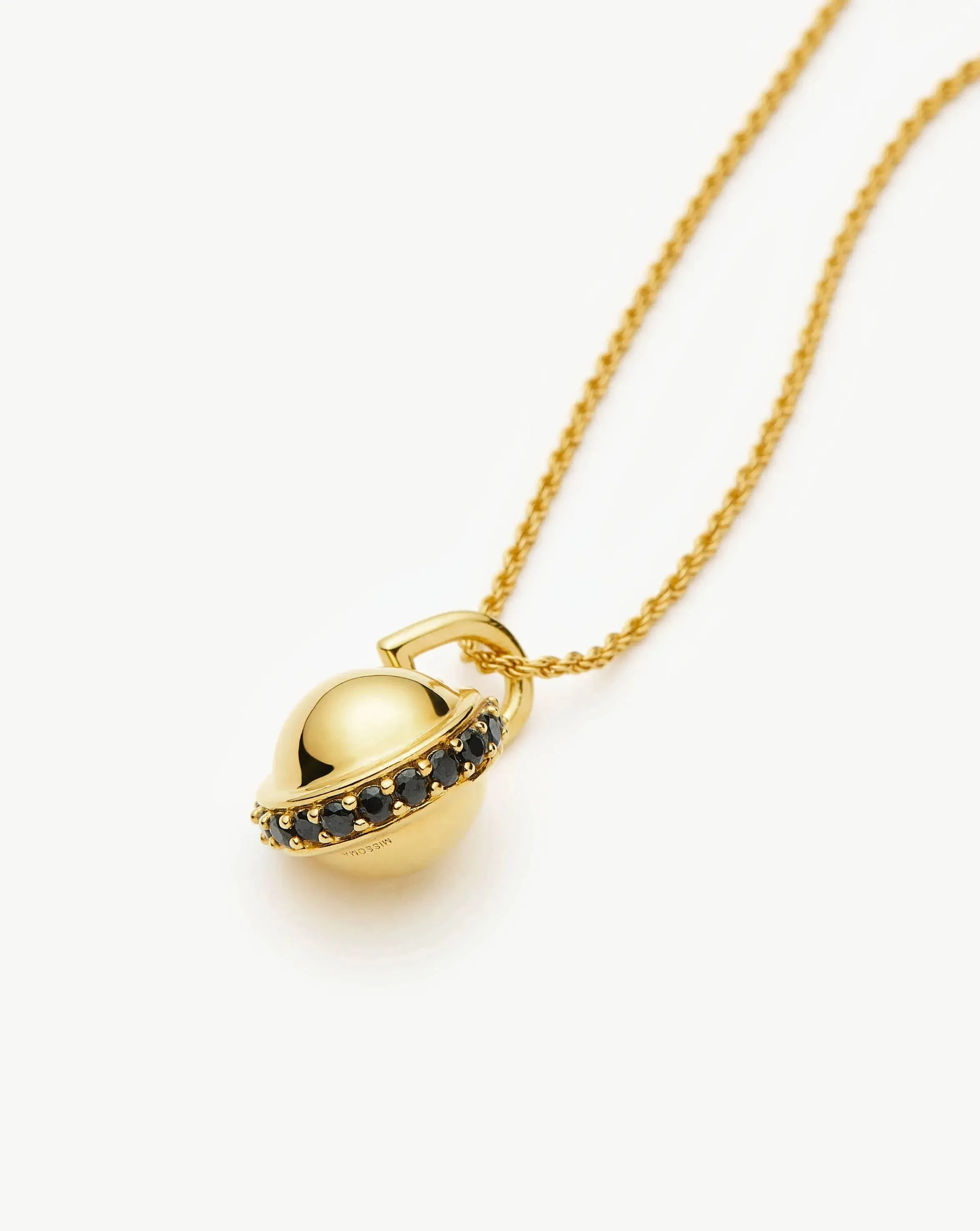 Orb Gemstone Pendant Necklace | 18k Gold Plated / Black Spinel