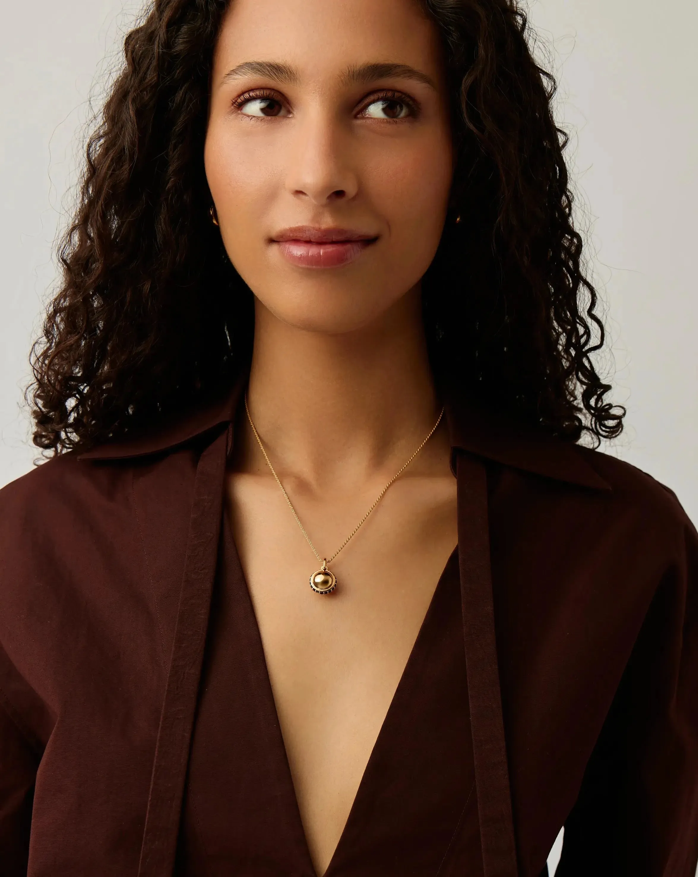Orb Gemstone Pendant Necklace | 18k Gold Plated / Black Spinel