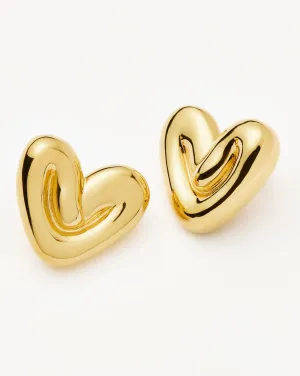 Puffy Heart Oversized Stud Earrings |18k Gold Plated