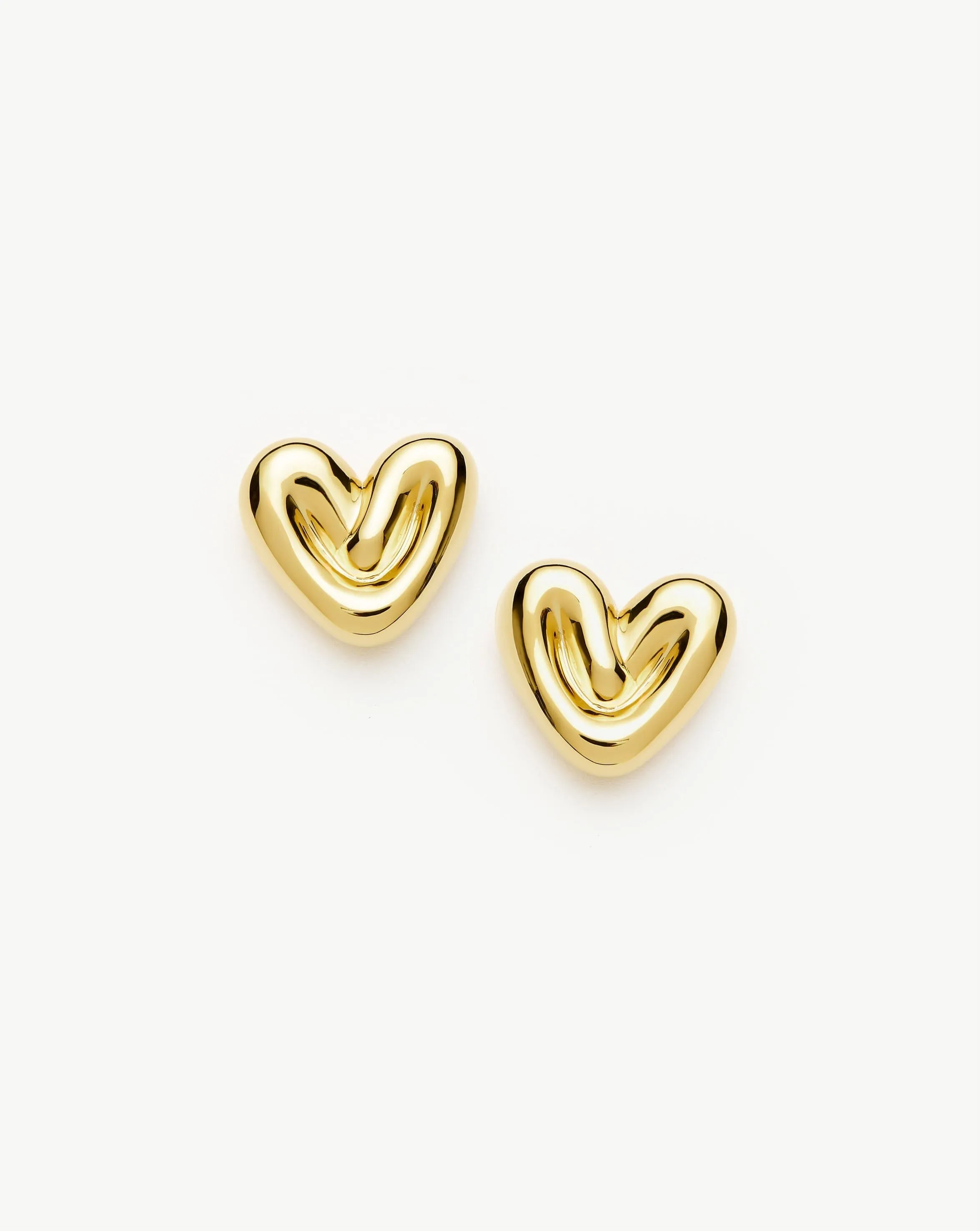 Puffy Heart Stud Earrings |18k Gold Plated
