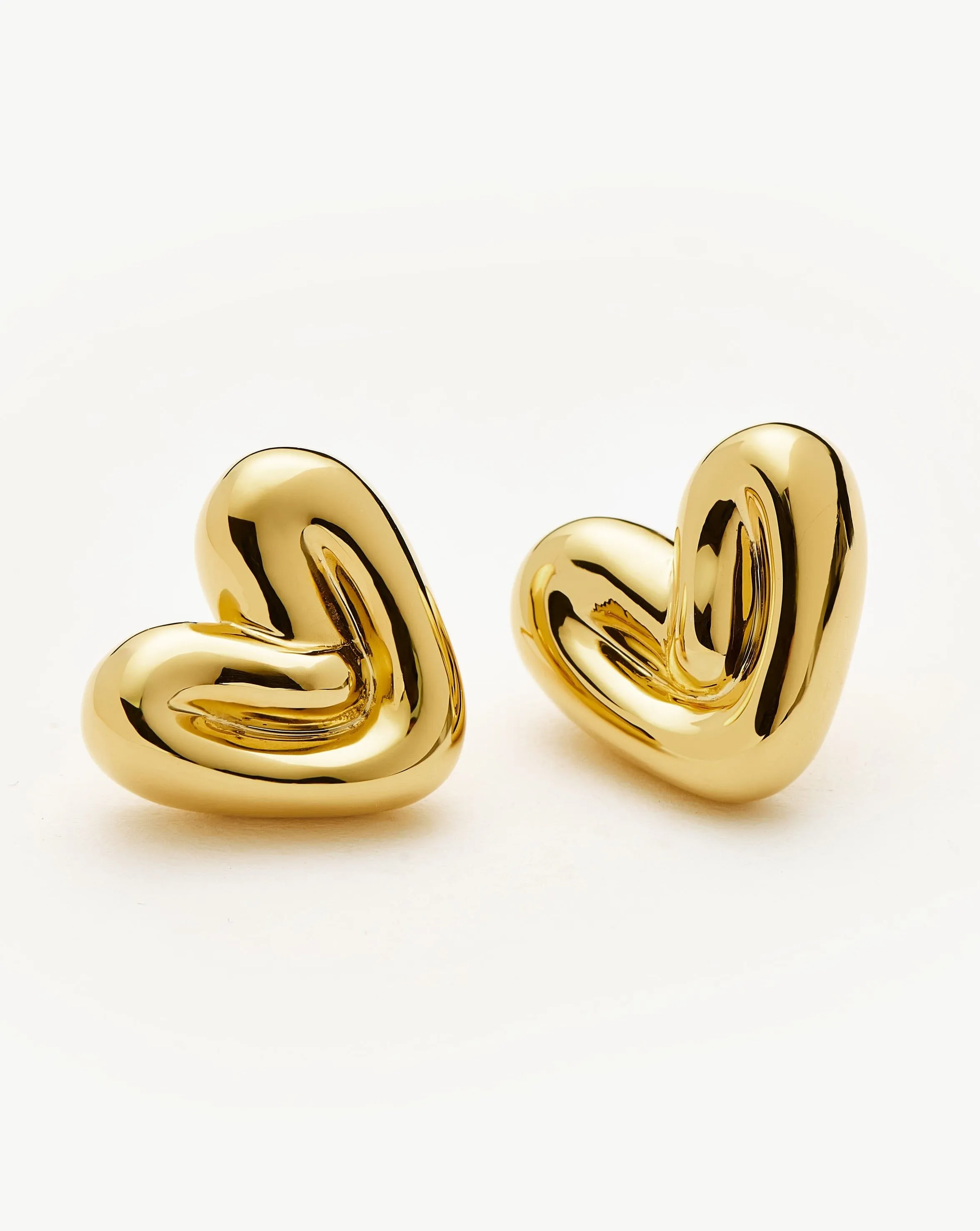 Puffy Heart Stud Earrings |18k Gold Plated
