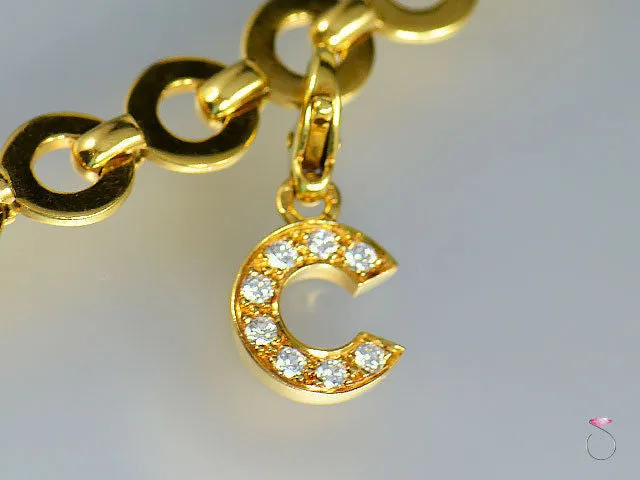 Rare Chanel Camellia Five Charms No 5 C Logo Bracelet in 18K