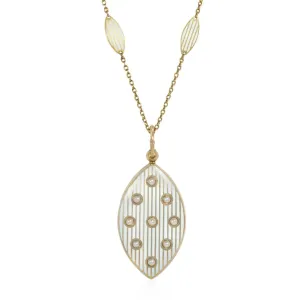 Riker Bros. Art Nouveau 14KT Yellow Gold Enamel & Natural Pearl Locket Necklace