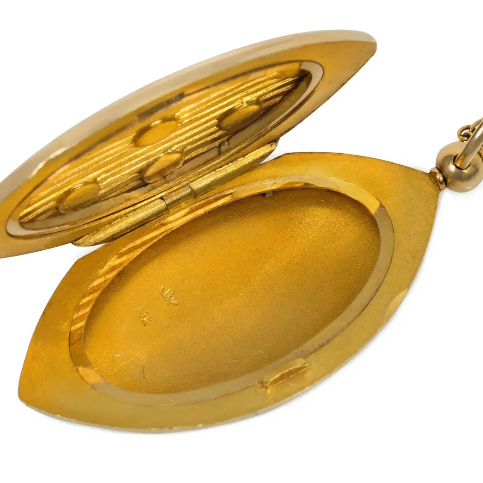 Riker Bros. Art Nouveau 14KT Yellow Gold Enamel & Natural Pearl Locket Necklace
