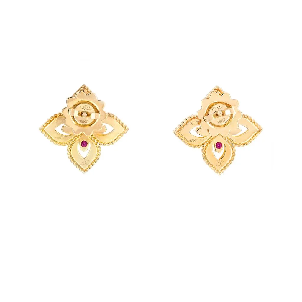 Roberto Coin | 1.24tw Diamond   Yellow Sapphire Venetian Princess Stud Earrings - 18K Yellow Gold