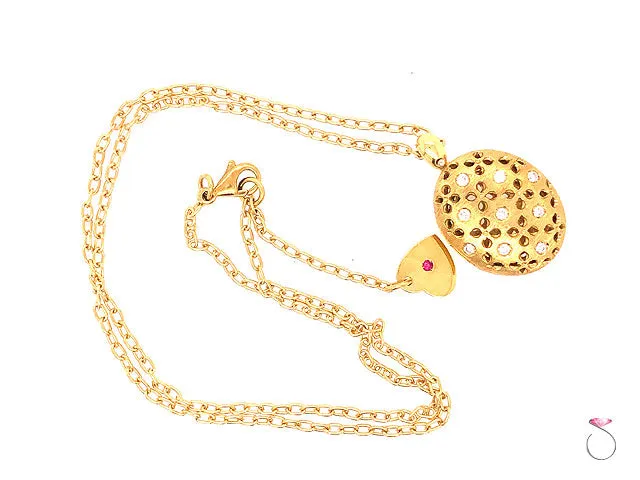 Roberto Coin Granada Diamond and Ruby Locket Pendant On Chain