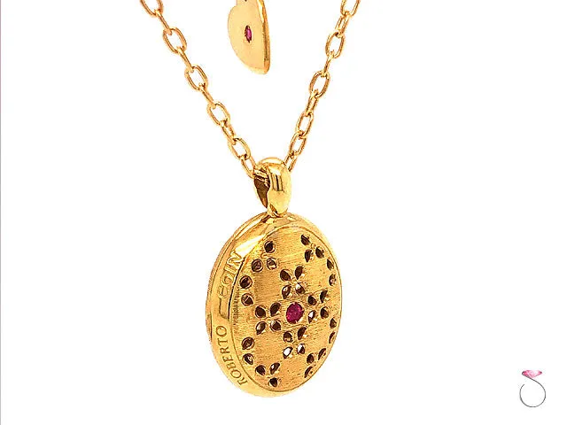 Roberto Coin Granada Diamond and Ruby Locket Pendant On Chain