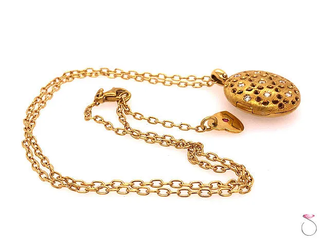 Roberto Coin Granada Diamond and Ruby Locket Pendant On Chain