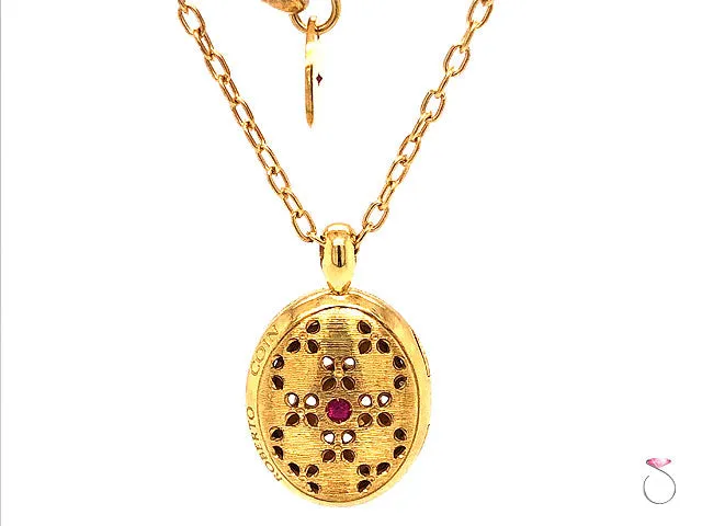 Roberto Coin Granada Diamond and Ruby Locket Pendant On Chain