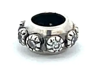 Sterling Silver White Cubic Zirconia Bead Charm