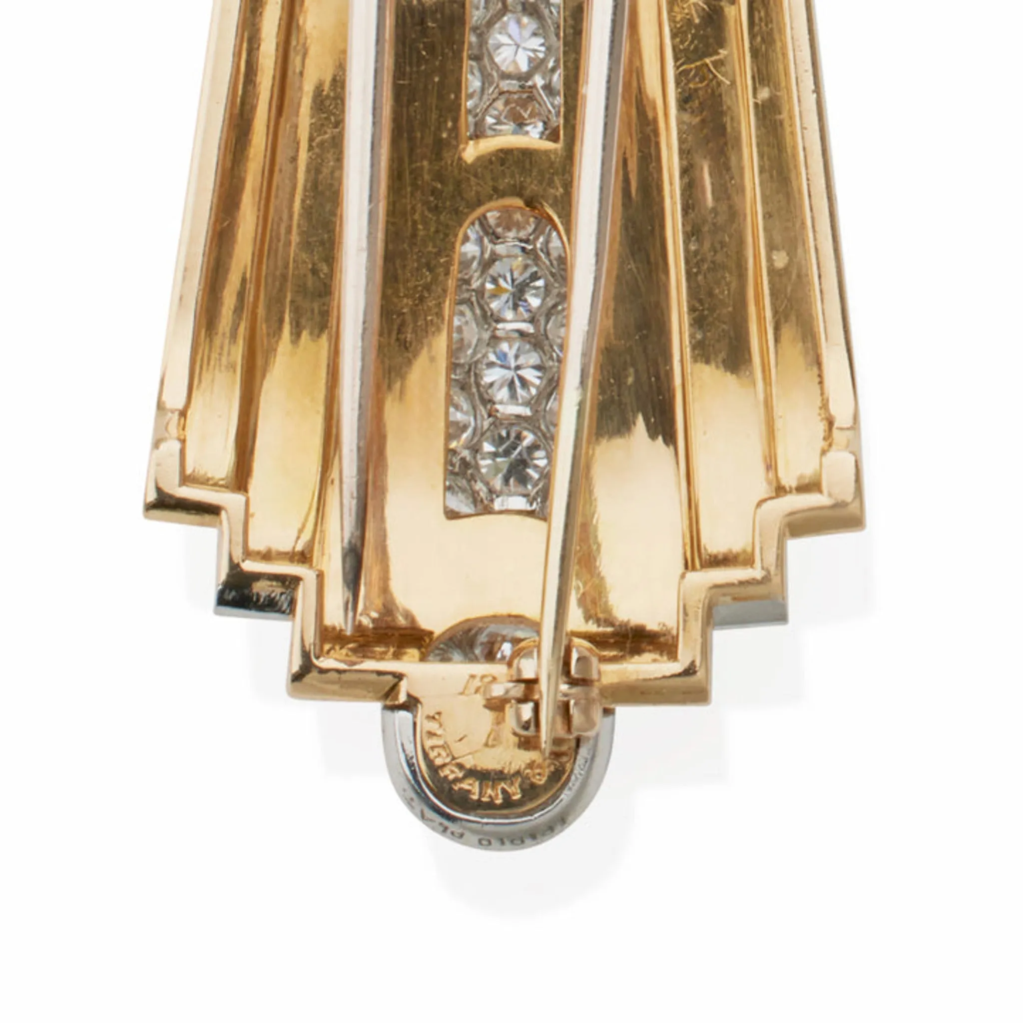 Tiffany & Co. 1930s Platinum & 18KT Yellow Gold Diamond Bracelet & Clip Set