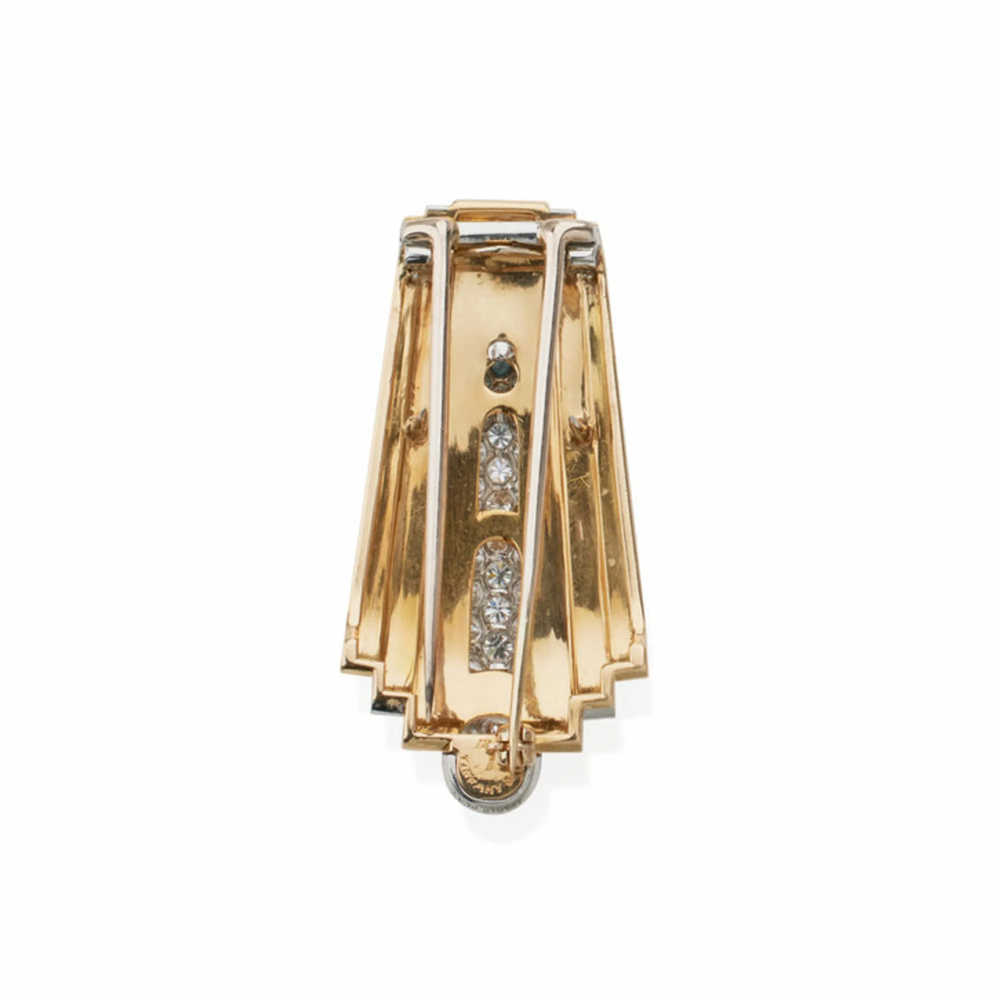 Tiffany & Co. 1930s Platinum & 18KT Yellow Gold Diamond Bracelet & Clip Set