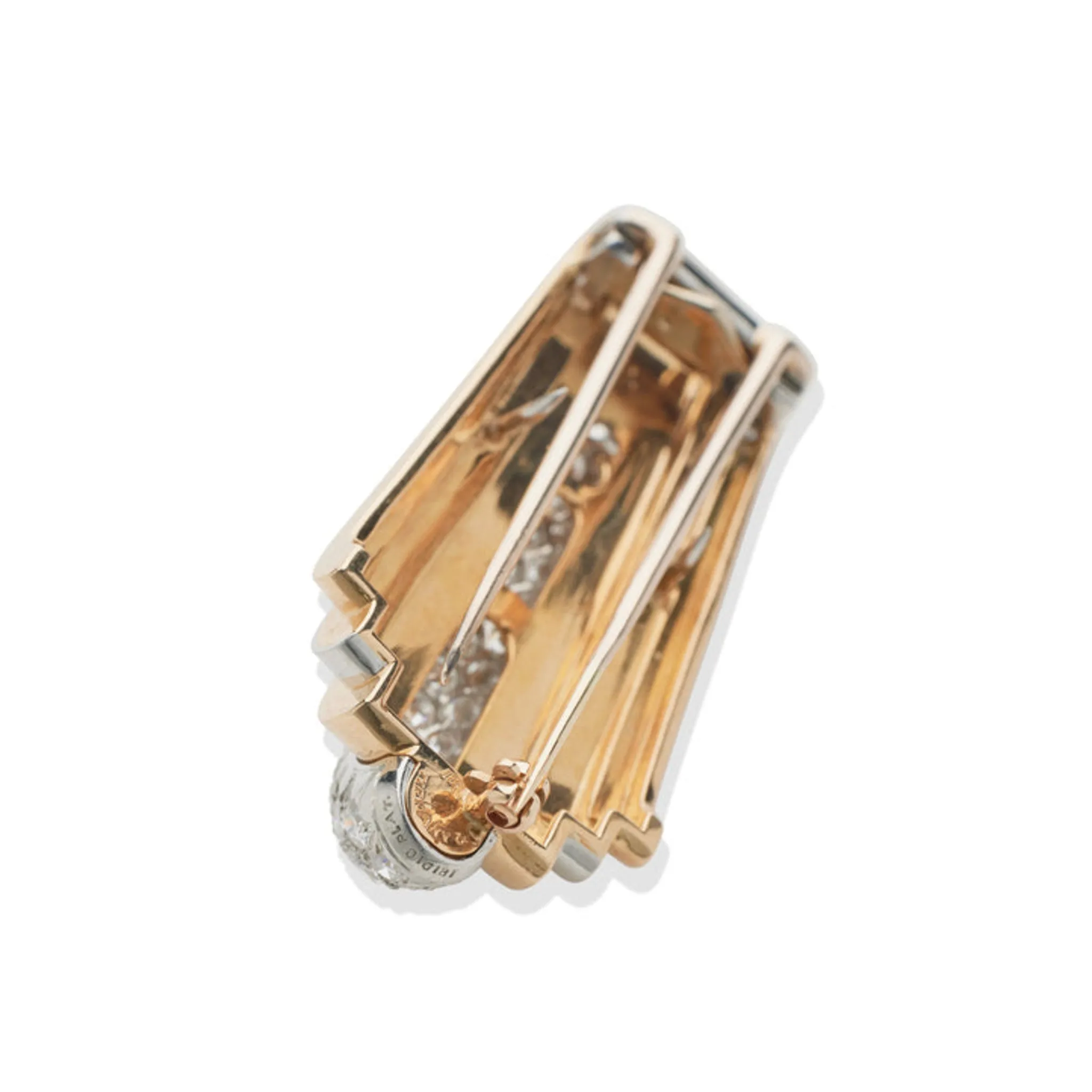 Tiffany & Co. 1930s Platinum & 18KT Yellow Gold Diamond Bracelet & Clip Set