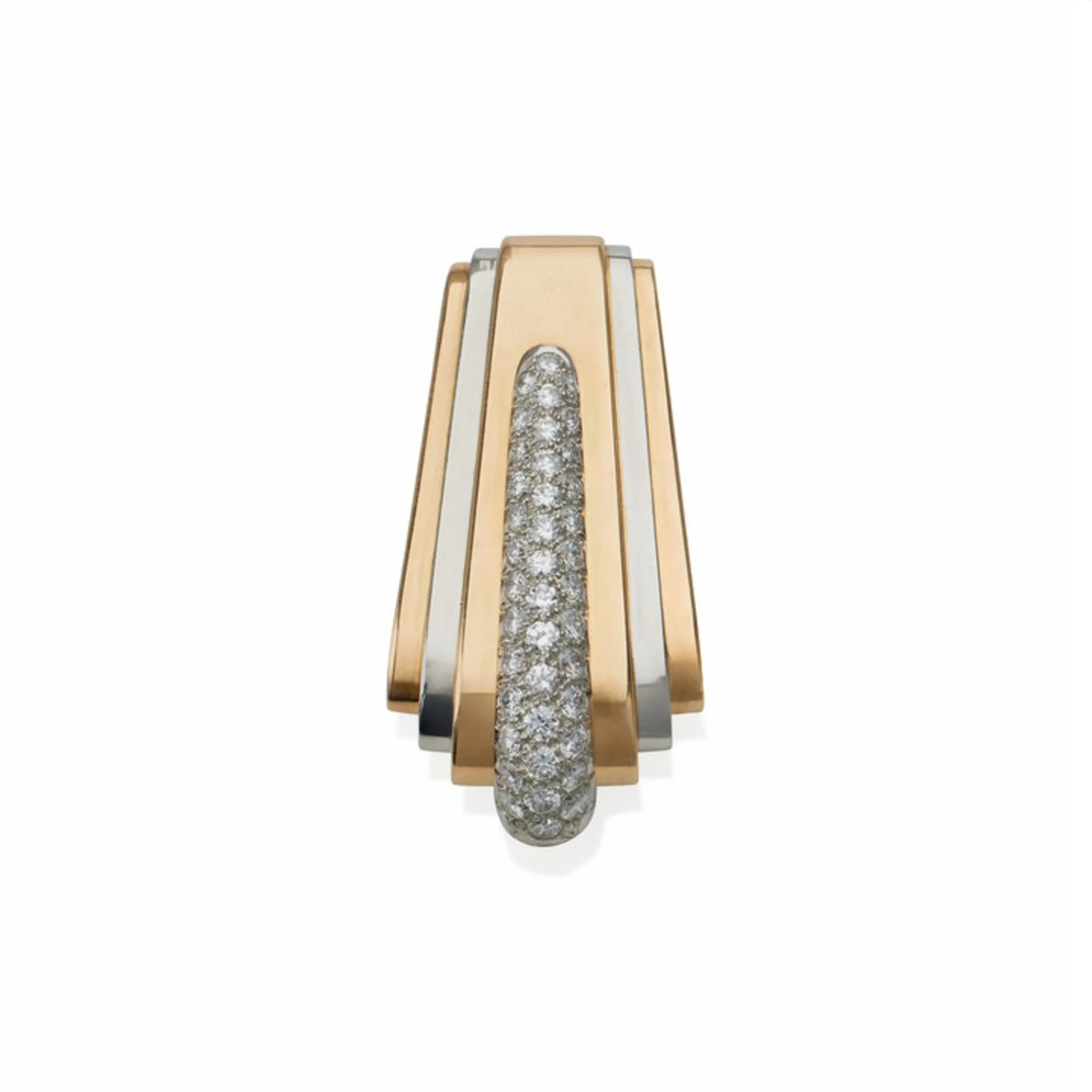 Tiffany & Co. 1930s Platinum & 18KT Yellow Gold Diamond Bracelet & Clip Set