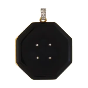 TIFFANY & CO. Edwardian 14kt/Platinum Diamond   Black Enamel Locket