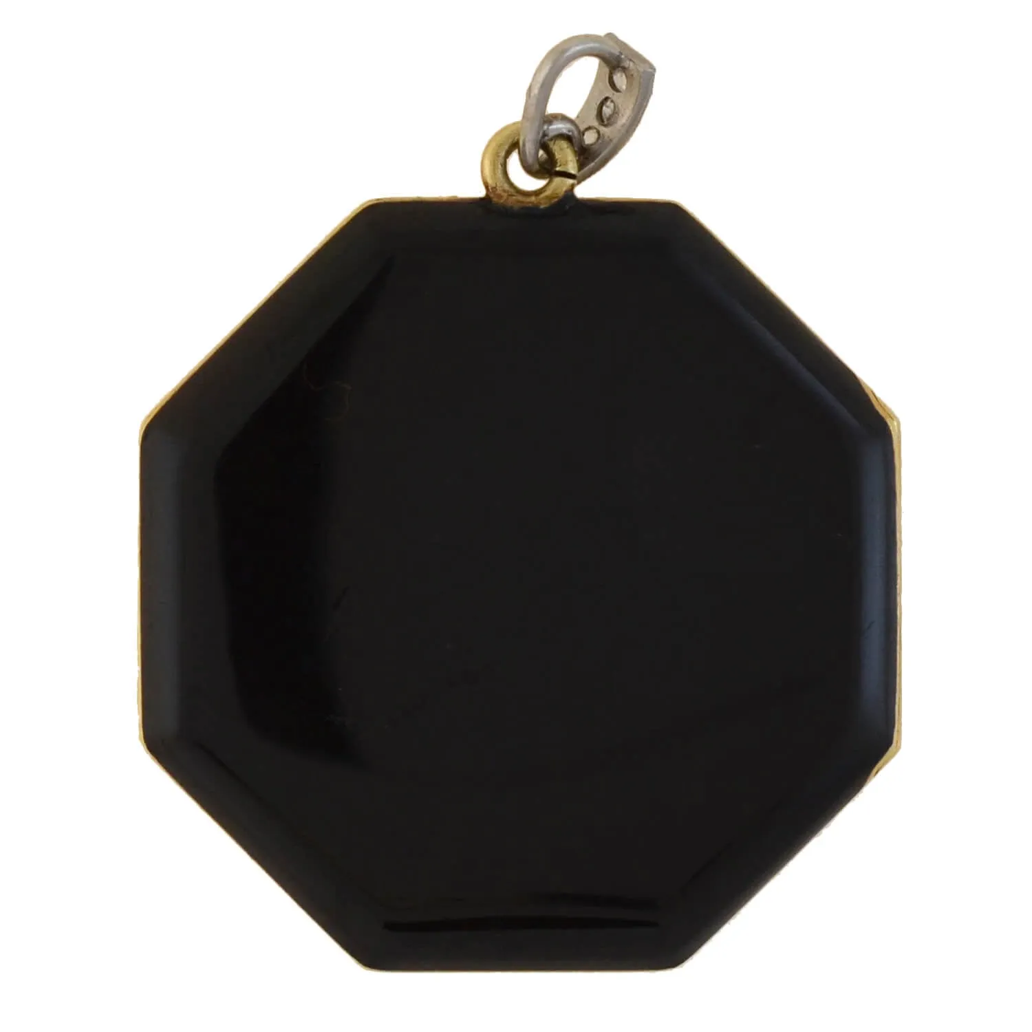 TIFFANY & CO. Edwardian 14kt/Platinum Diamond   Black Enamel Locket