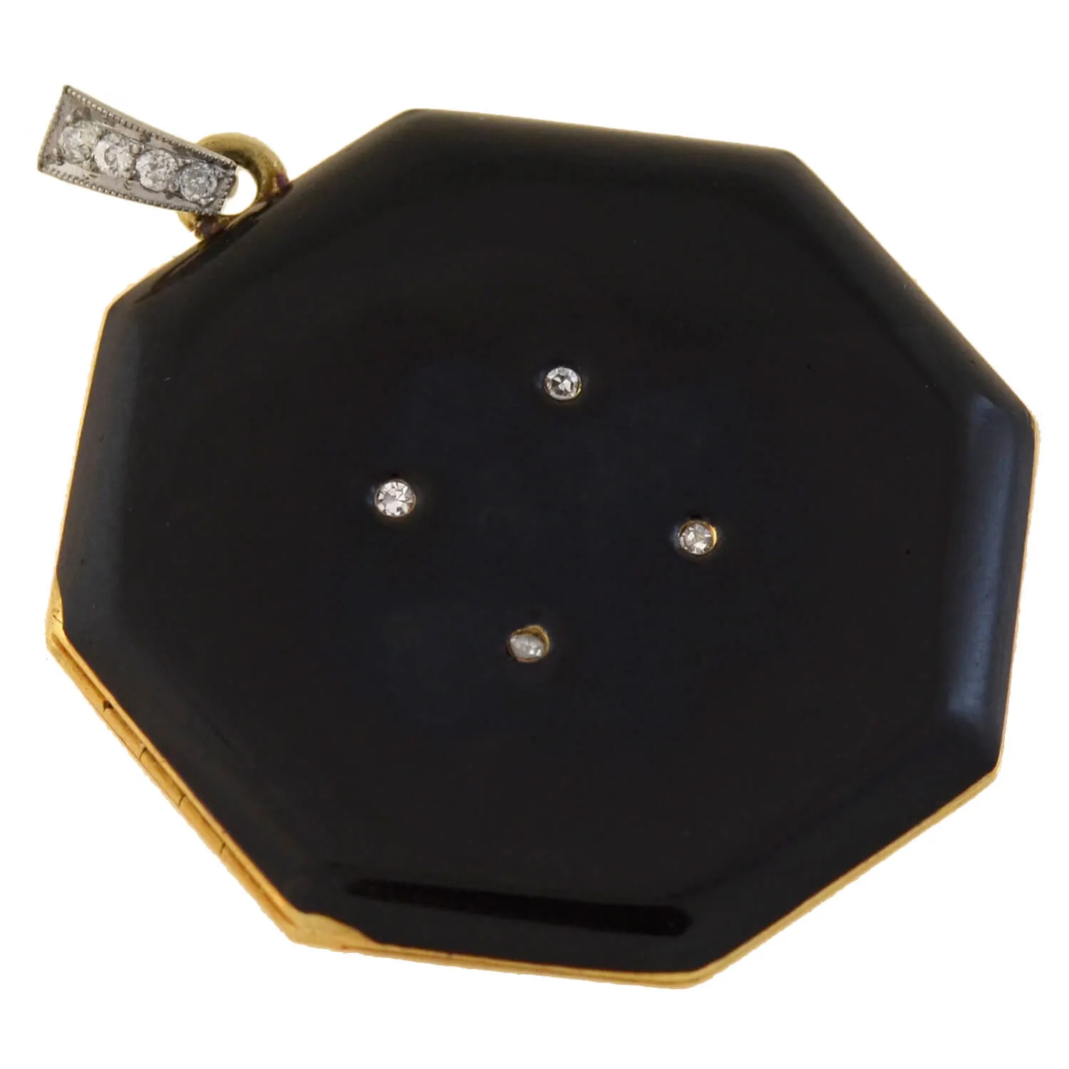 TIFFANY & CO. Edwardian 14kt/Platinum Diamond   Black Enamel Locket