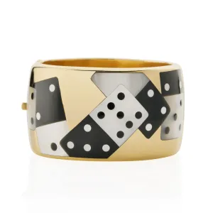 Tiffany & Co. Post-1980s 18KT Yellow Gold Jade & Mother of Pearl Dominoes Bracelet
