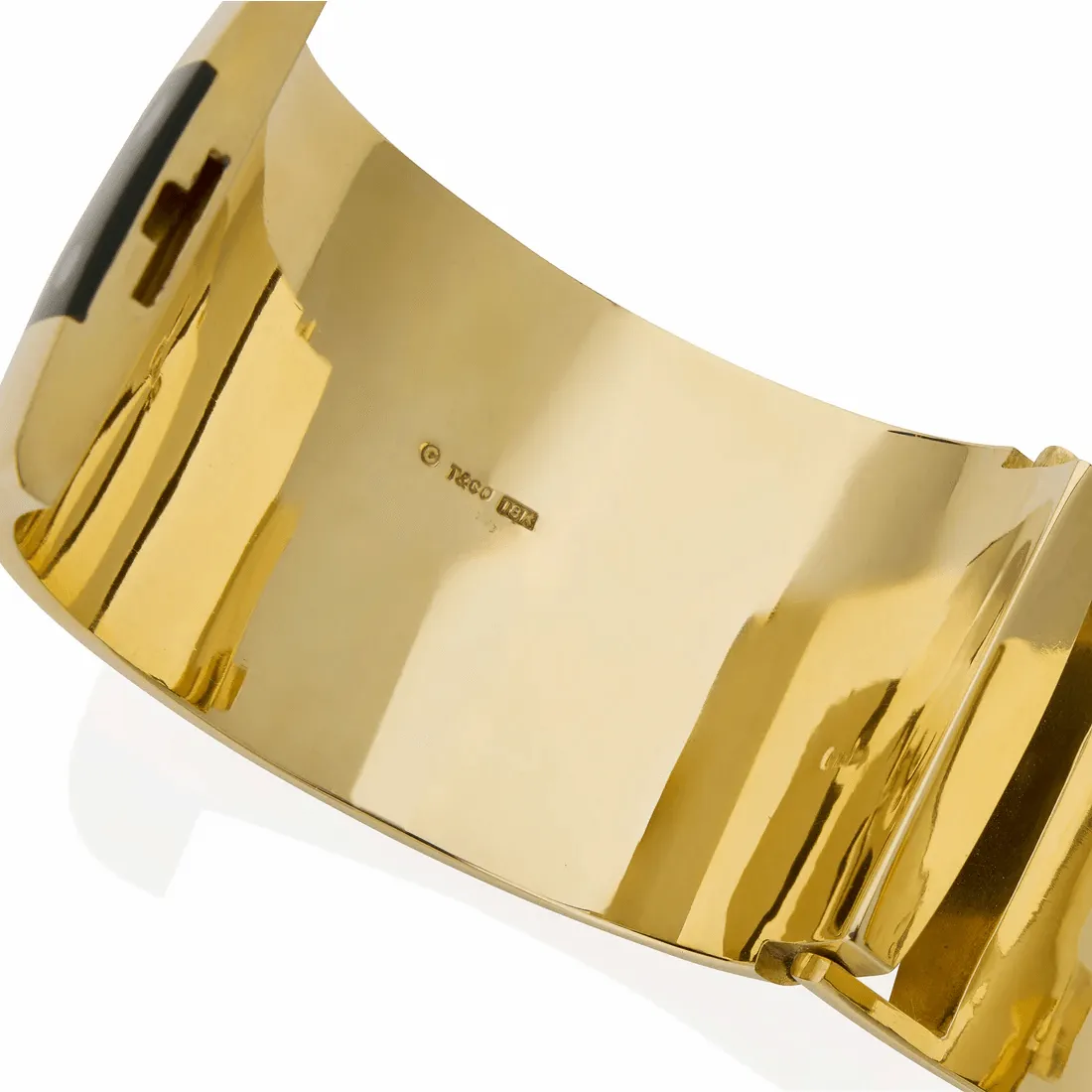 Tiffany & Co. Post-1980s 18KT Yellow Gold Jade & Mother of Pearl Dominoes Bracelet