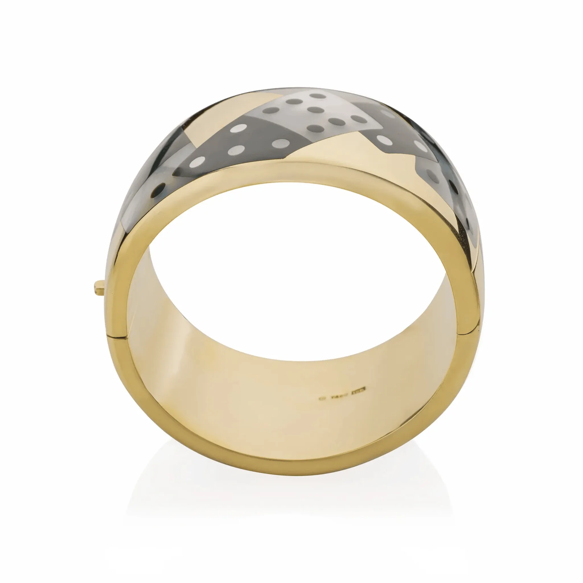 Tiffany & Co. Post-1980s 18KT Yellow Gold Jade & Mother of Pearl Dominoes Bracelet