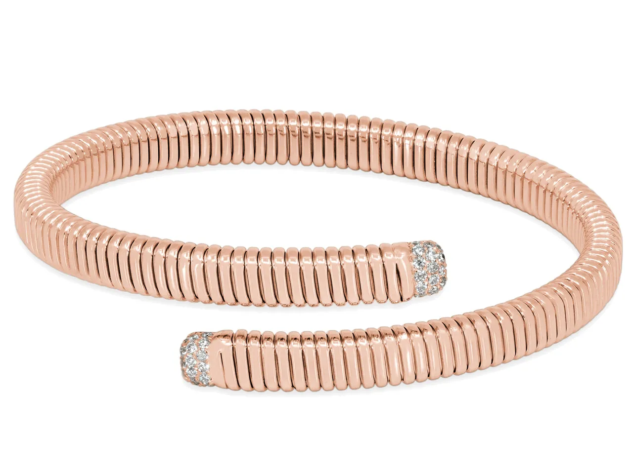 Tubogas Diamond Bypass Bracelet in 18K Rose Gold, by Beladora