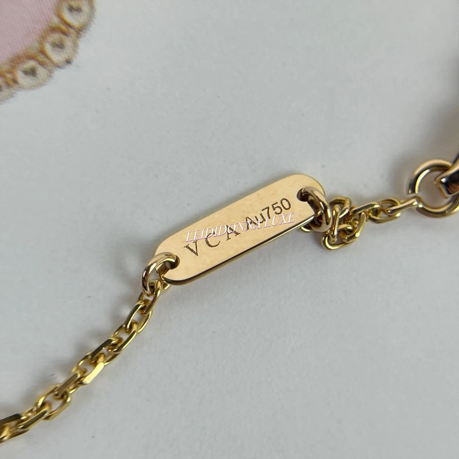 Van Cleef and Arpels VCA Holiday Pendant, Vintage Alhambra Diamond, Pink Sevres, 18kt Gold