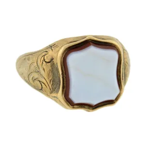 Victorian 10K Agate Signet Locket Ring
