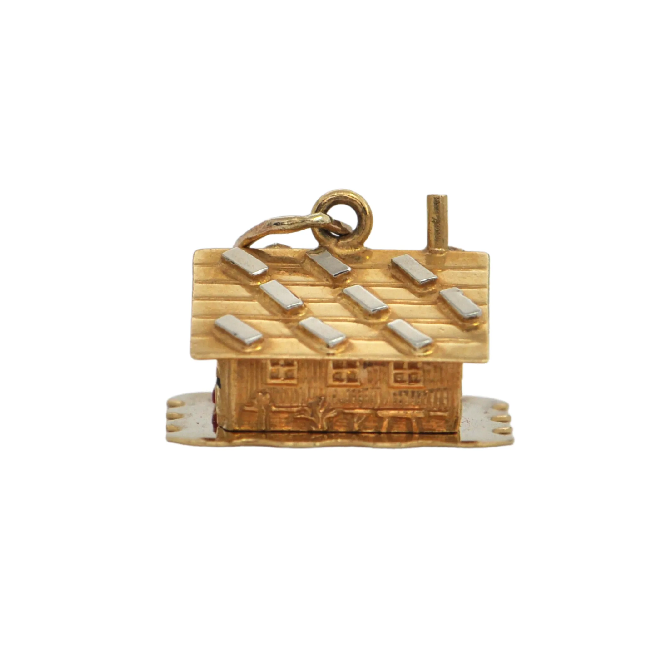 Vintage 18K Gold and Enamel Swiss Chalet Charm (1974)