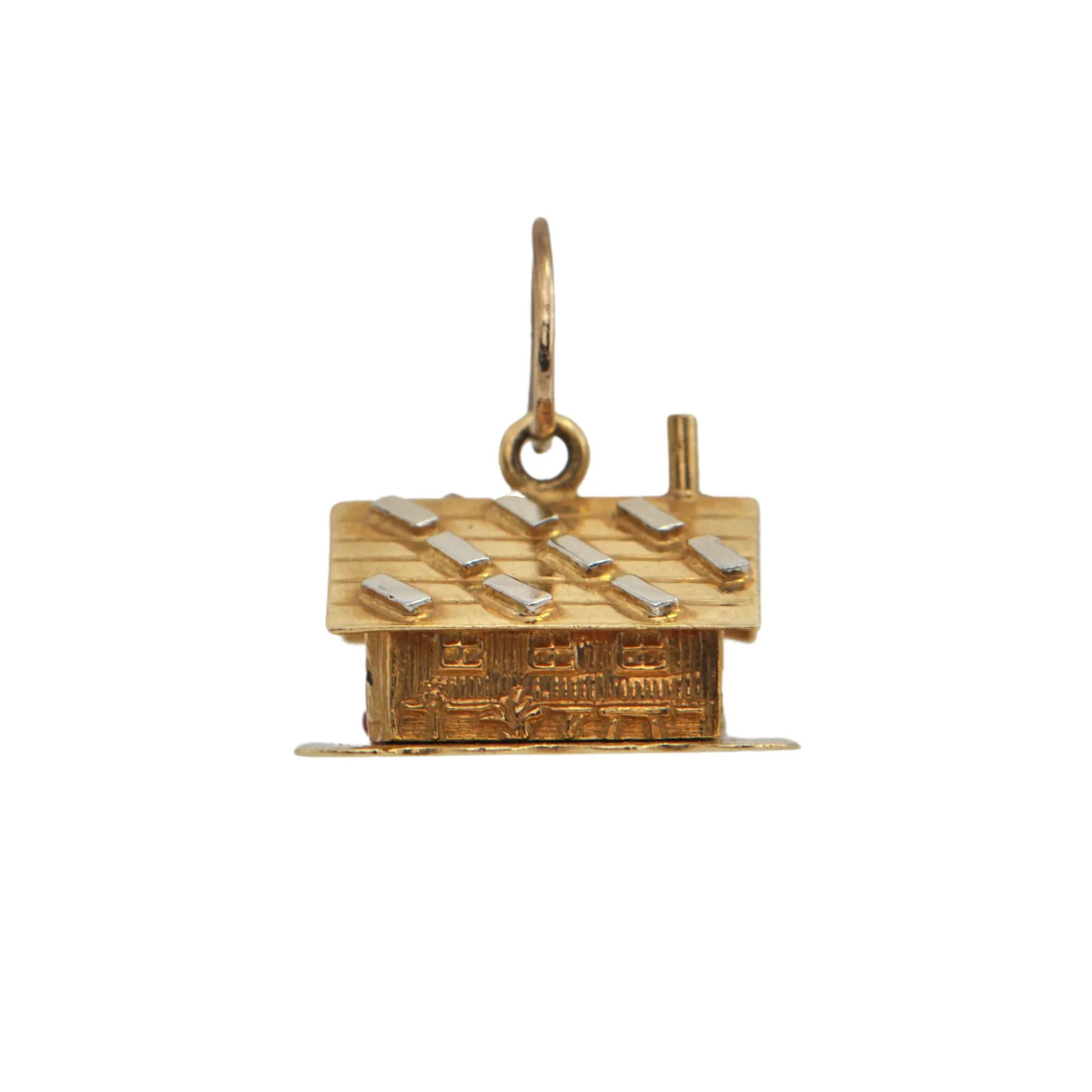 Vintage 18K Gold and Enamel Swiss Chalet Charm (1974)