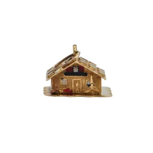Vintage 18K Gold and Enamel Swiss Chalet Charm (1974)