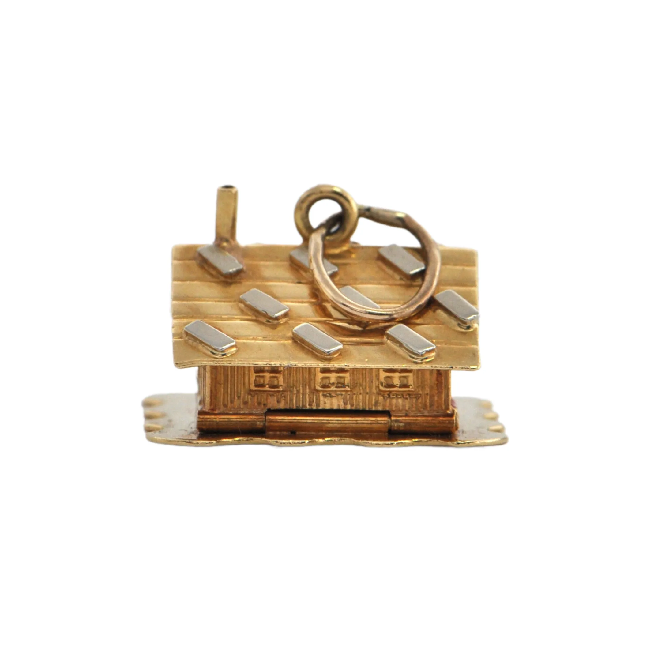 Vintage 18K Gold and Enamel Swiss Chalet Charm (1974)