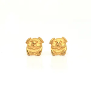 Vintage 18K Yellow Gold Pig Stud Earrings