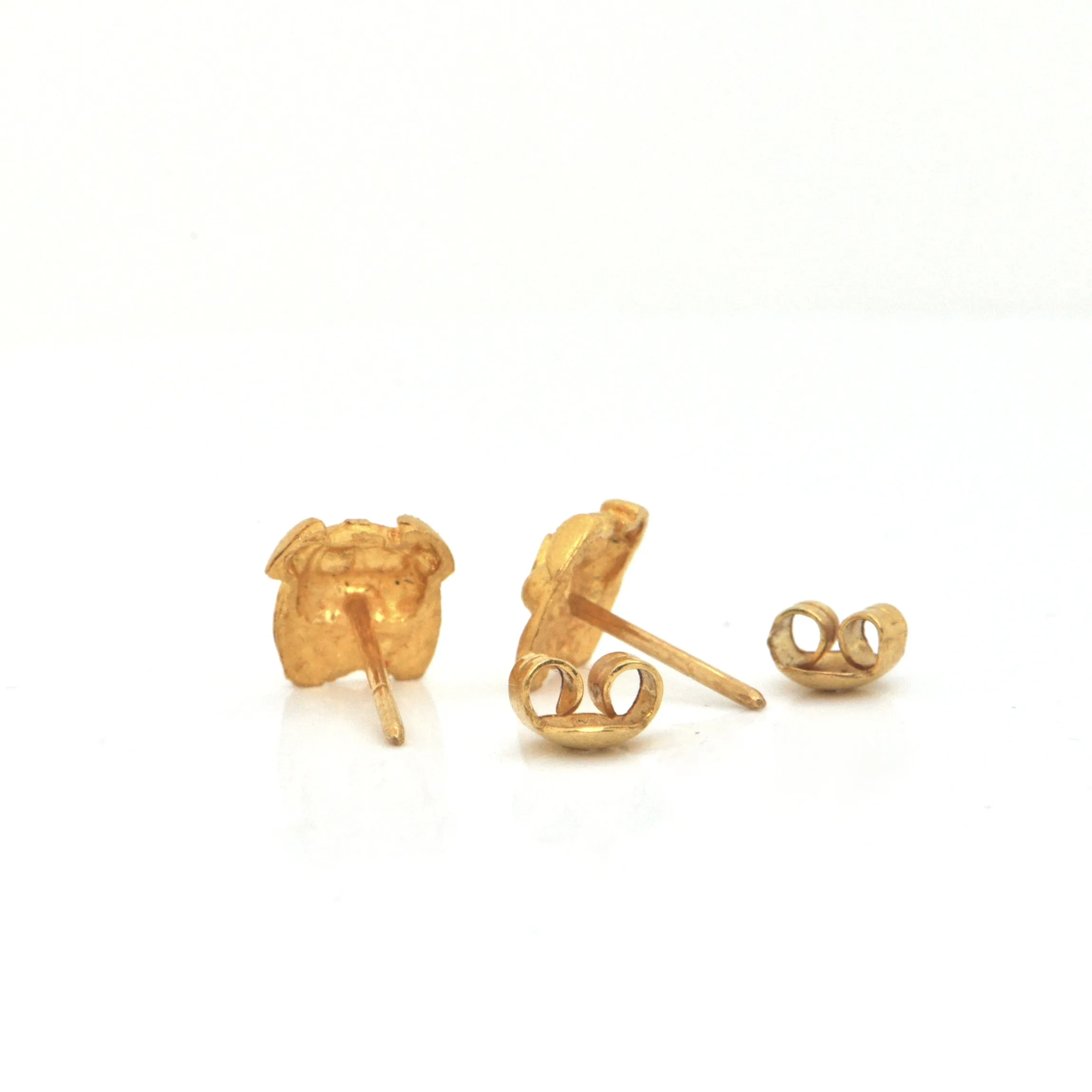 Vintage 18K Yellow Gold Pig Stud Earrings