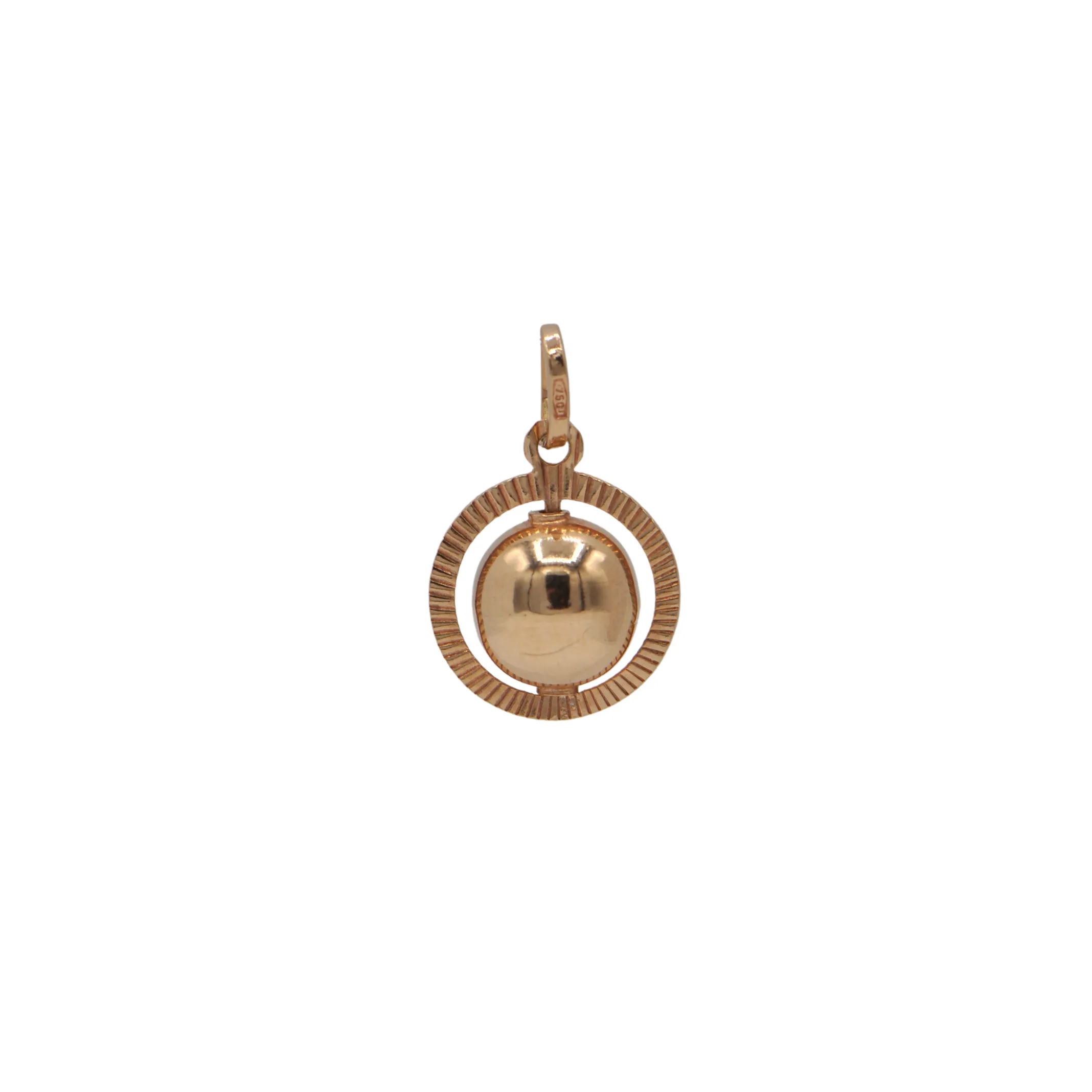 Vintage 18k Yellow Gold Spinning Orb Charm
