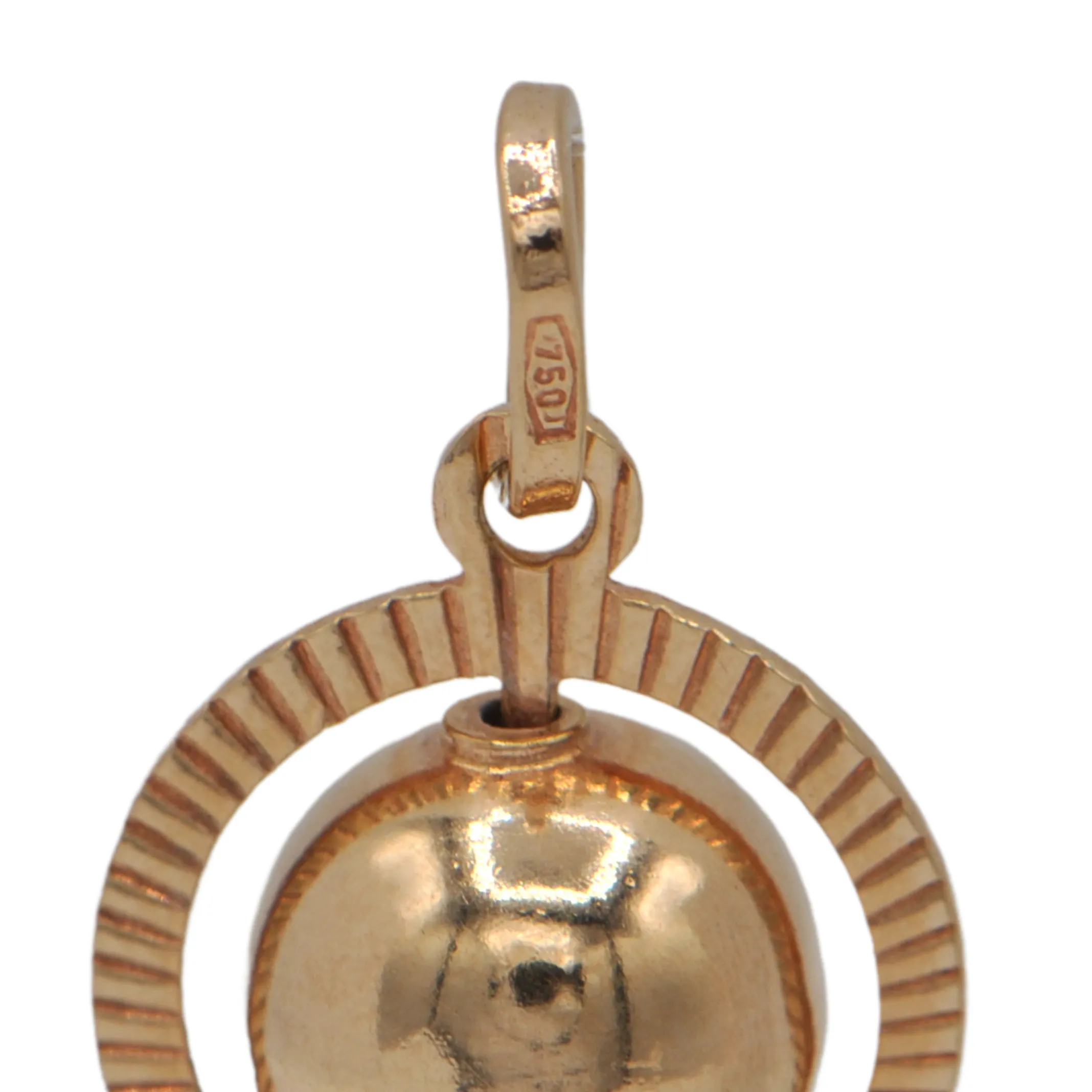 Vintage 18k Yellow Gold Spinning Orb Charm