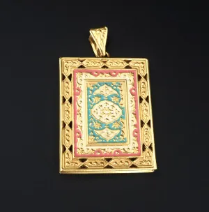 Vintage 21k Yellow Gold Locket Persian Enamel Pendant 2.15" Lefthand Open PG1799